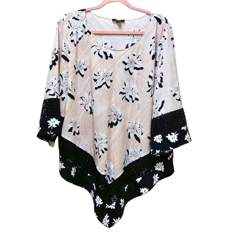 Alfani Fresh Petal Pointed V Hem Blouse Top Size XL